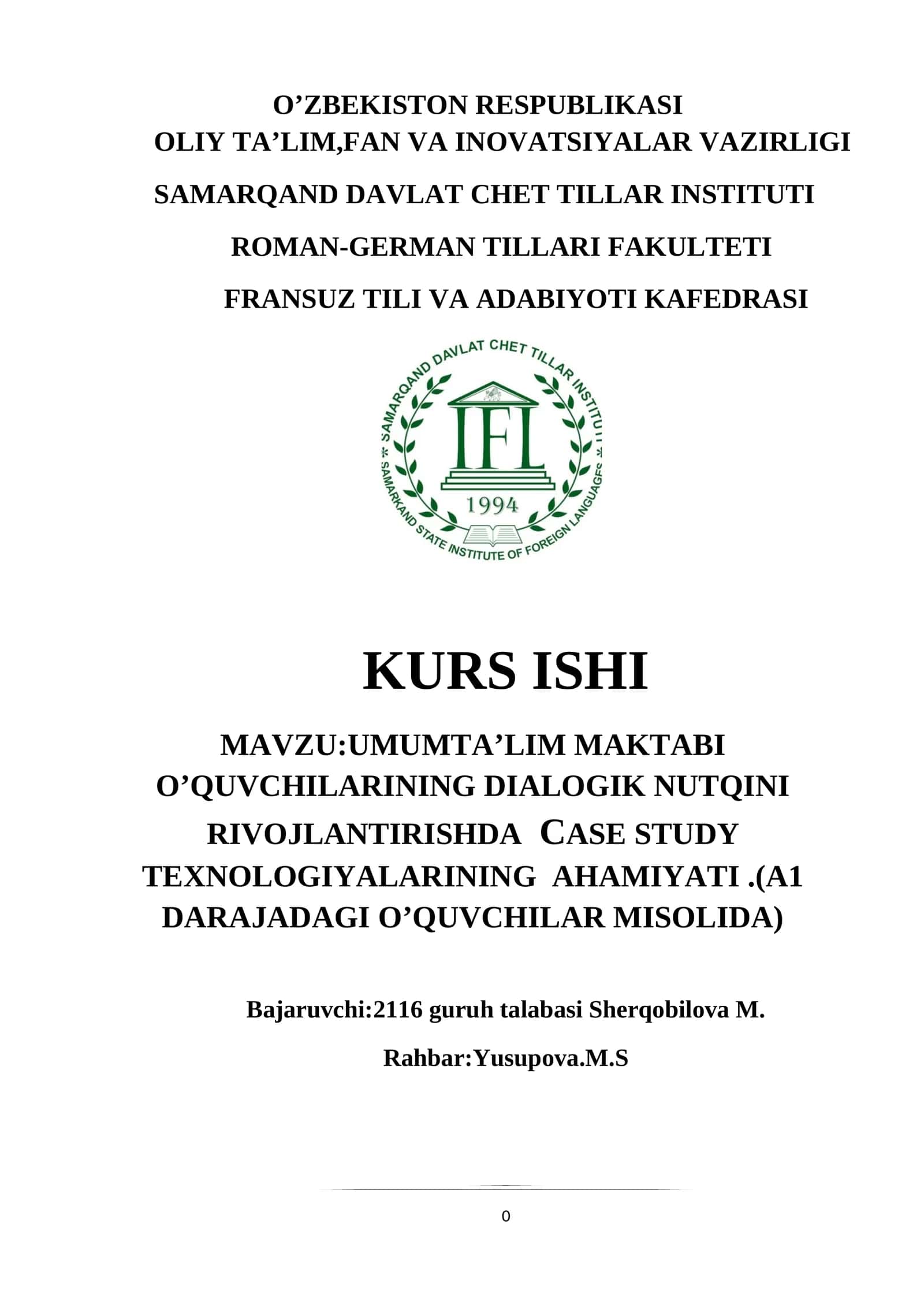 UMUMTA’LIM MAKTABI O’QUVCHILARINING DIALOGIK NUTQINI RIVOJLANTIRISHDA CASE STUDY TEXNOLOGIYALARINING AHAMIYATI 1