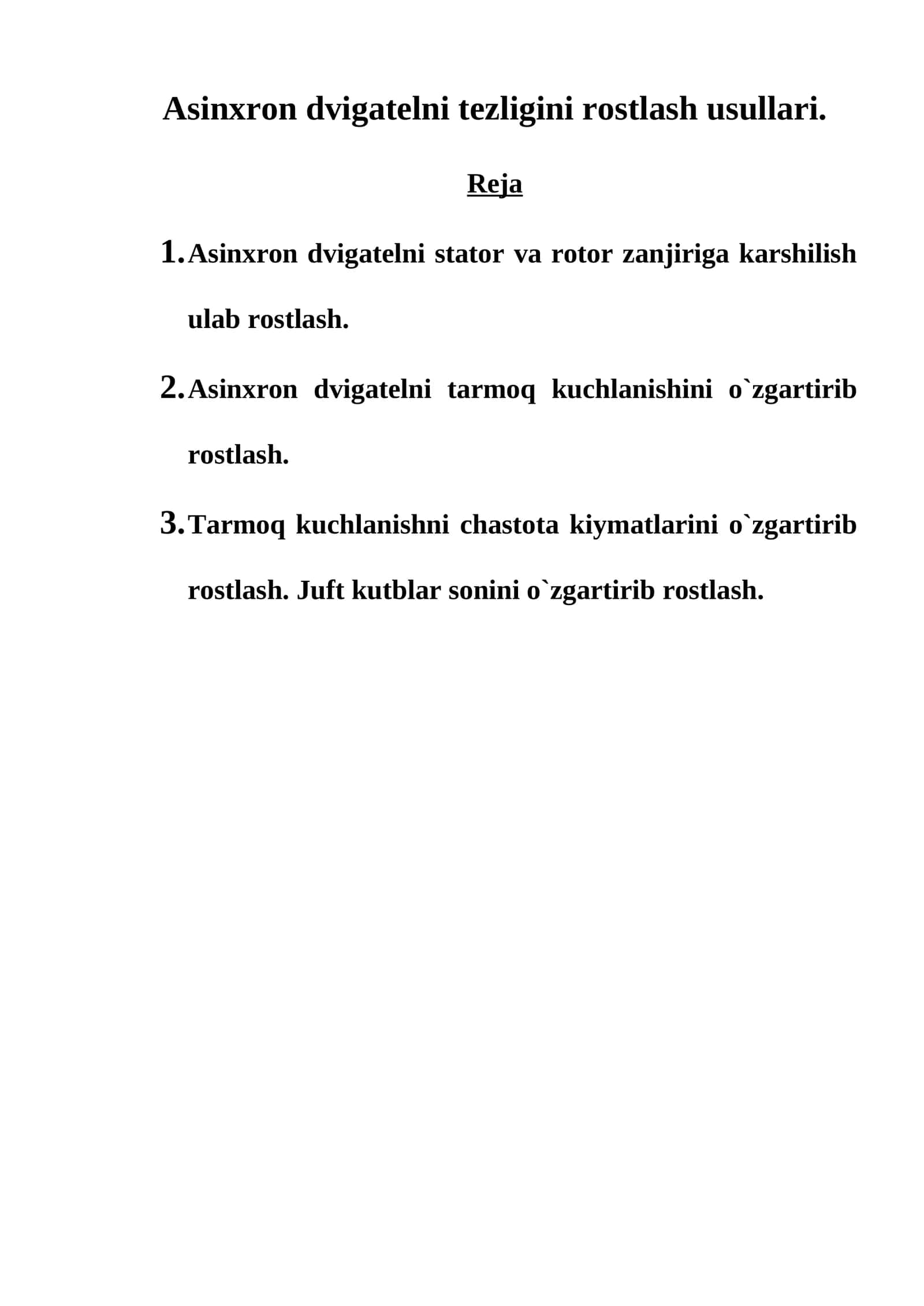 Asinxron dvigatelni stator va rotor zanjiriga karshilish 1