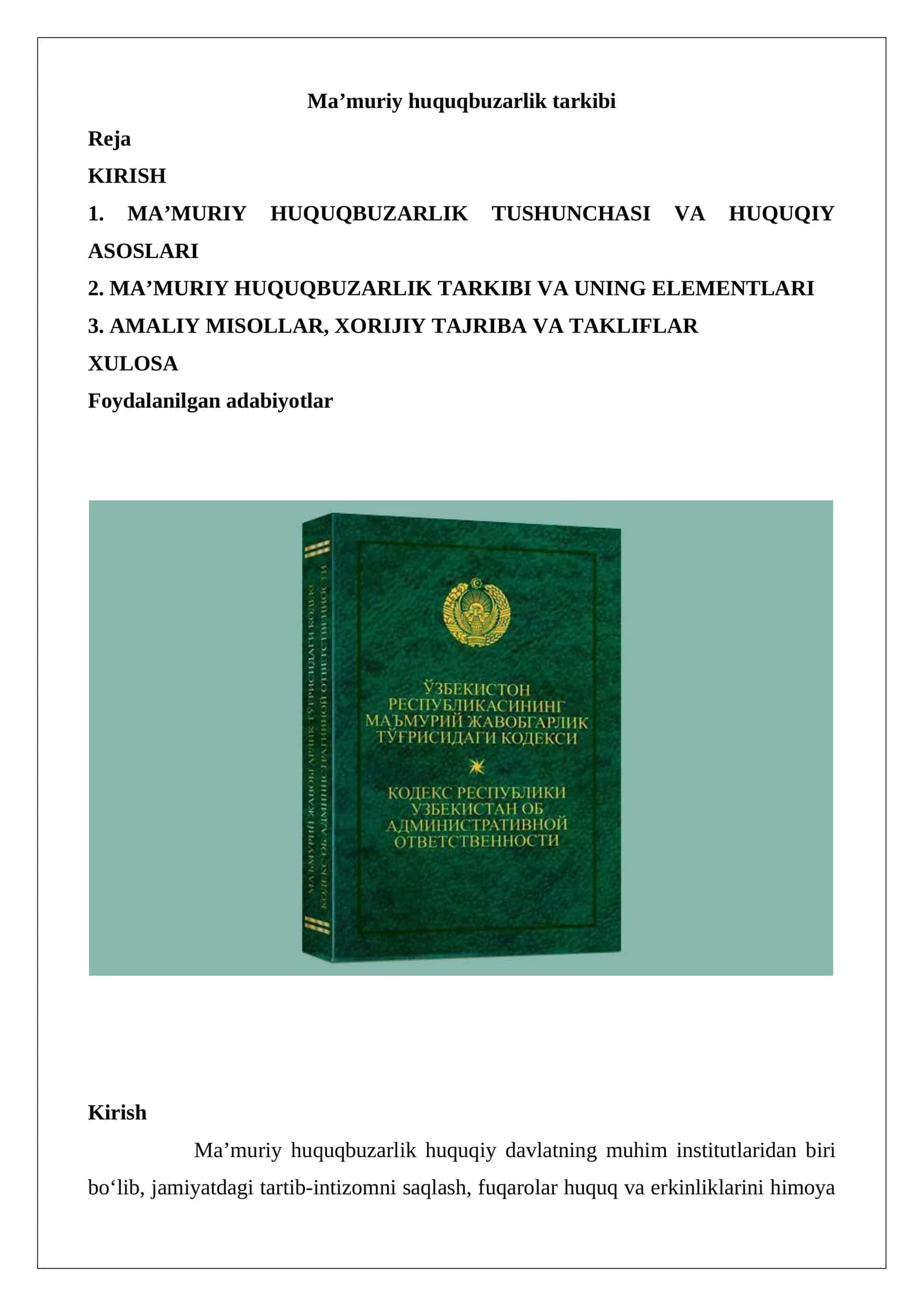 Ma’muriy huquqbuzarlik tarkibi 1