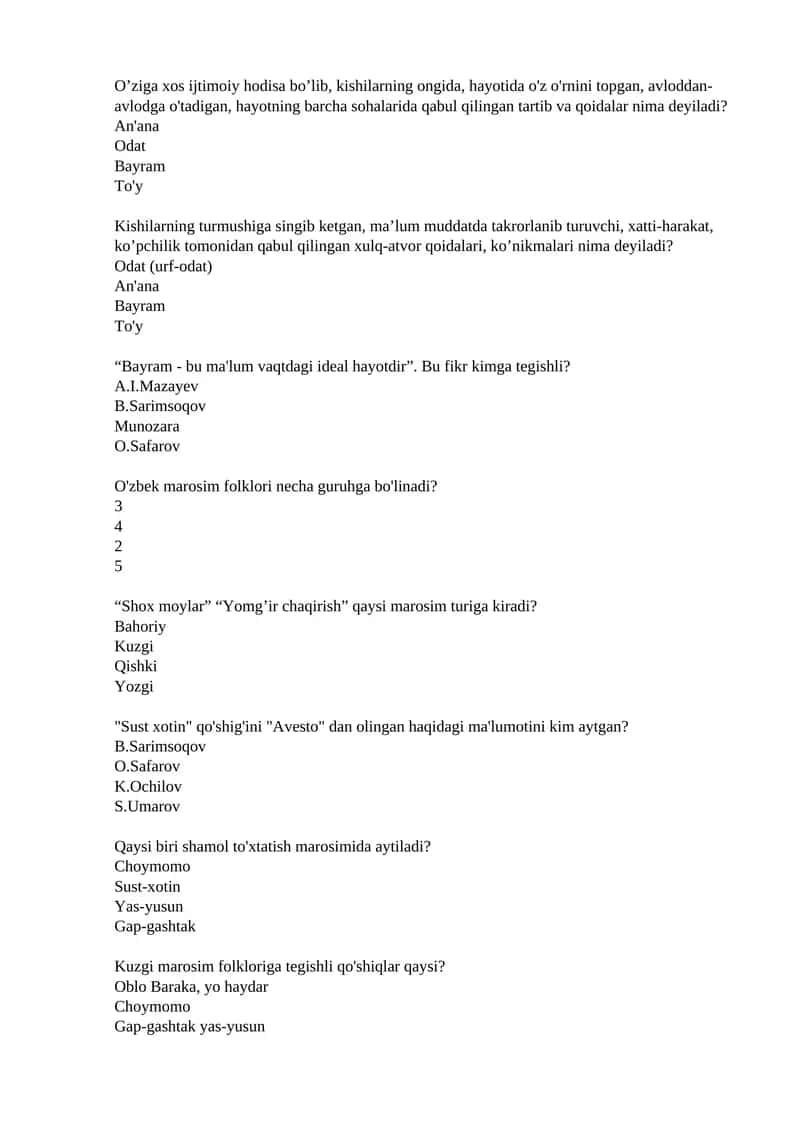 O'zbek marosim folklori 1