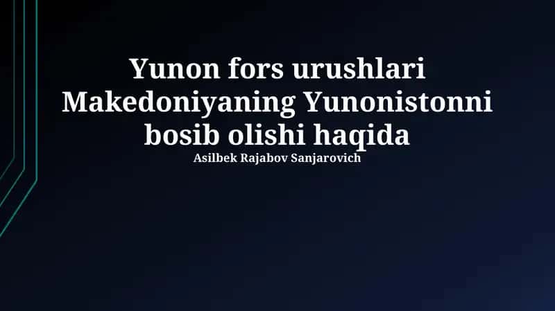 Yunon fors urushlari Makedoniyaning Yunonistonni bosib olishi haqida 1