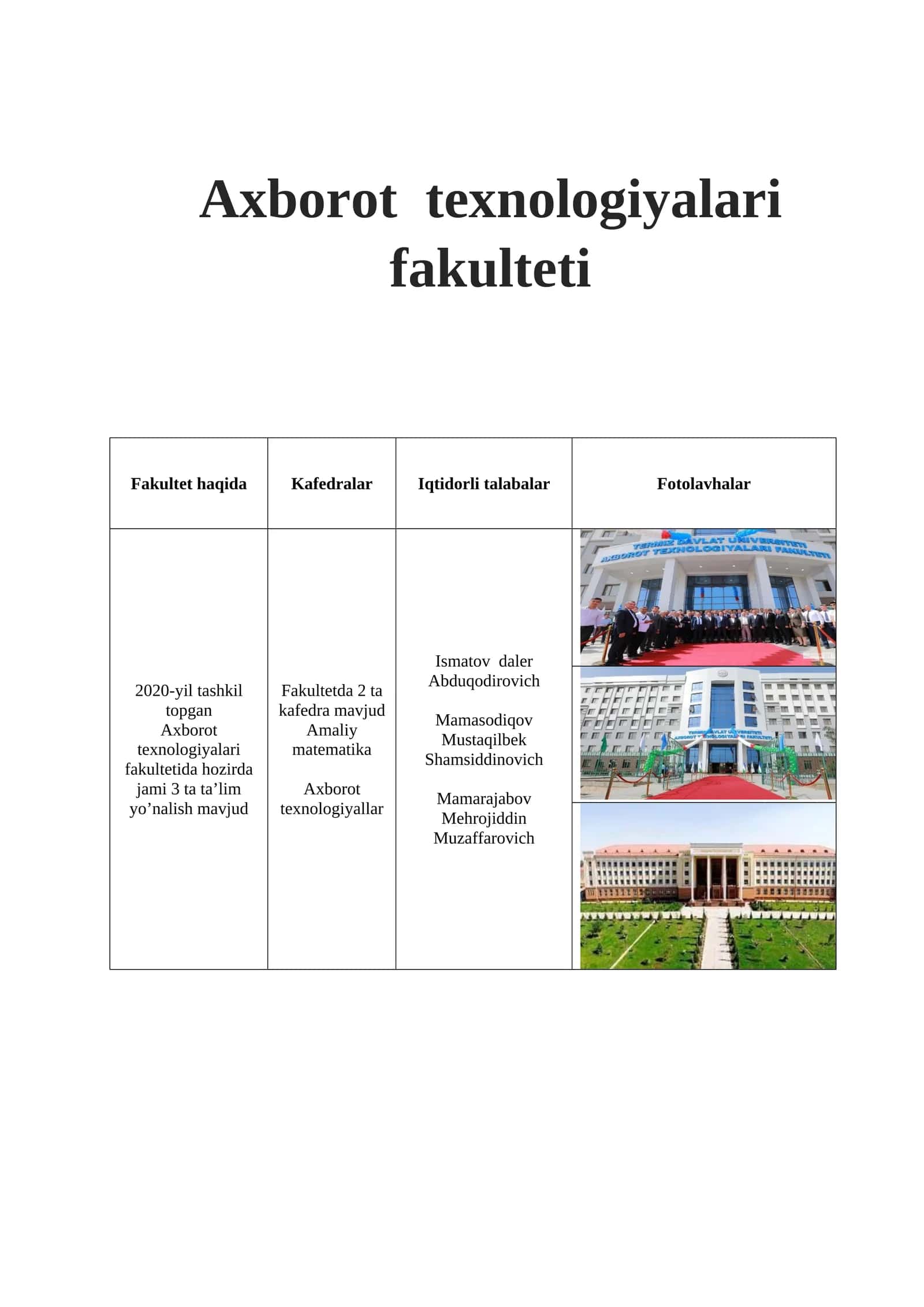Axborot texnologiyalari fakulteti 1