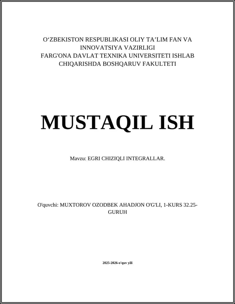 EGRI CHIZIQLI INTEGRALLAR 1