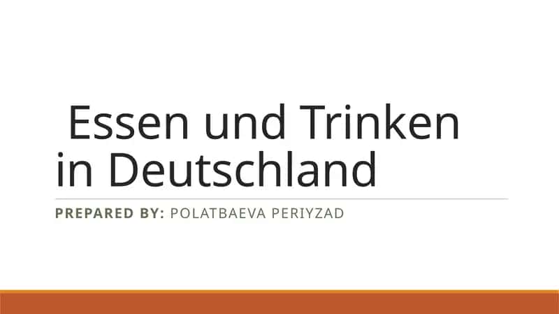 Essen und Trinken in Deutschland 1