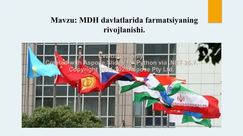 10. MDH davlatlarida farmatsiyaning rivojlanishi. Ko'rgazma 4 bet. 1
