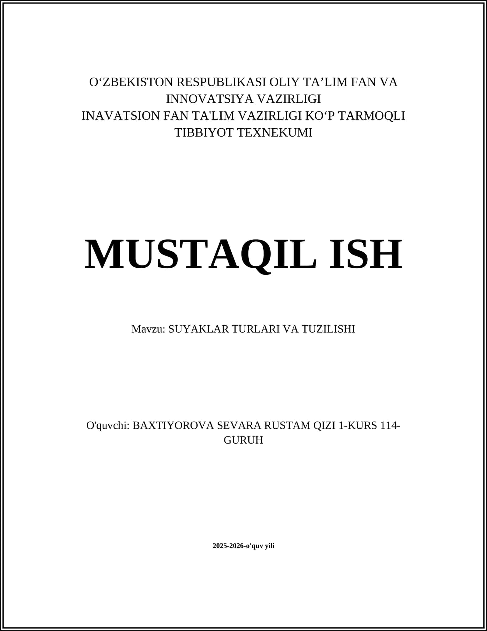 SUYAKLAR TURLARI VA TUZILISHI 1