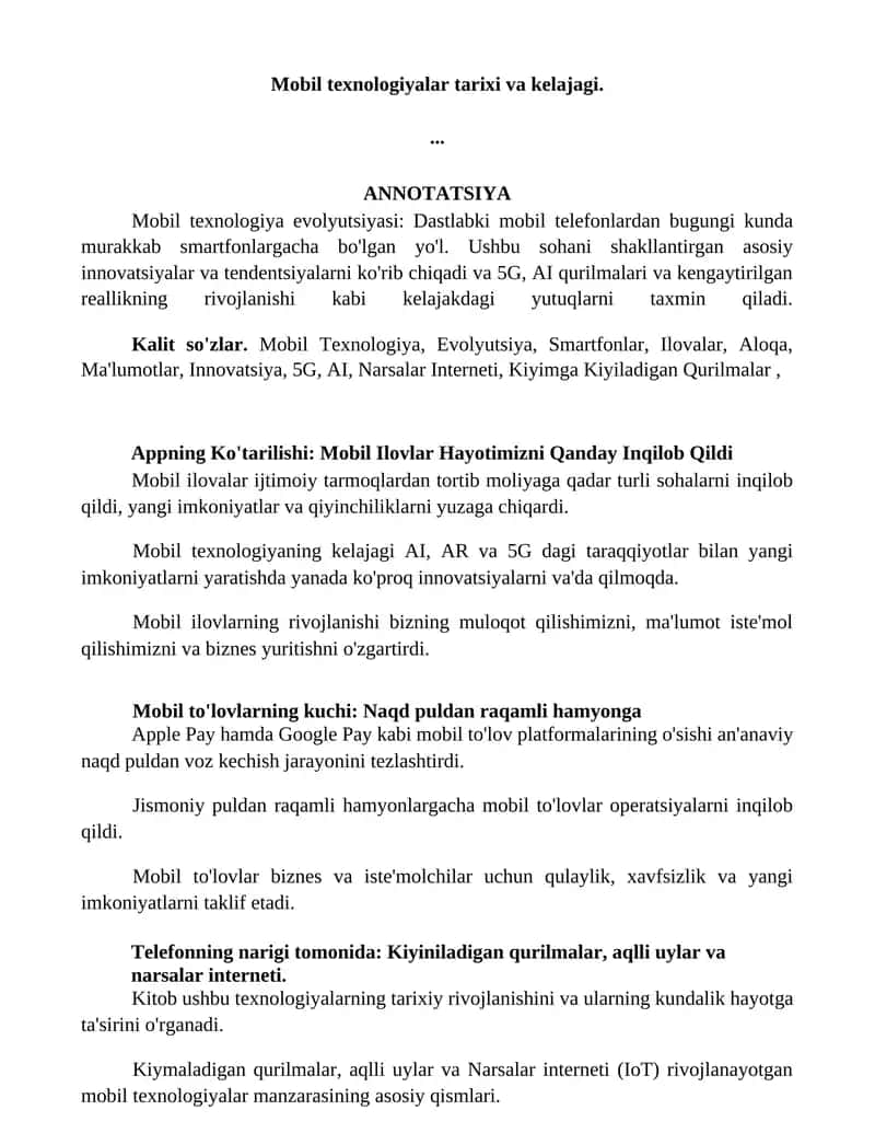 Mobil texnologiyalar tarixi va kelajagi 1