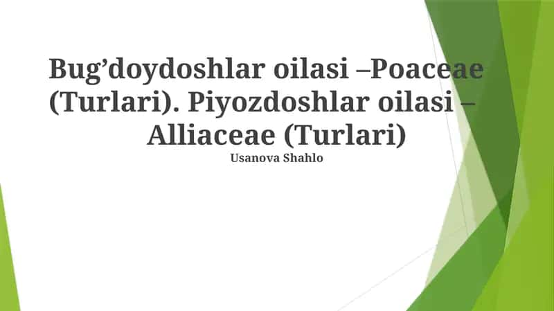 Poaceae va Alliaceae oilalarining mazmuni 1