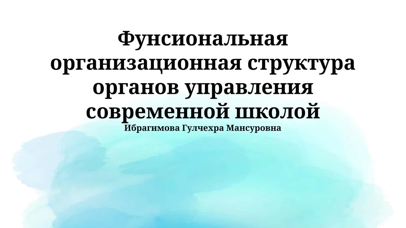 Фунсиональная организационная структура органов управления современной школой 1