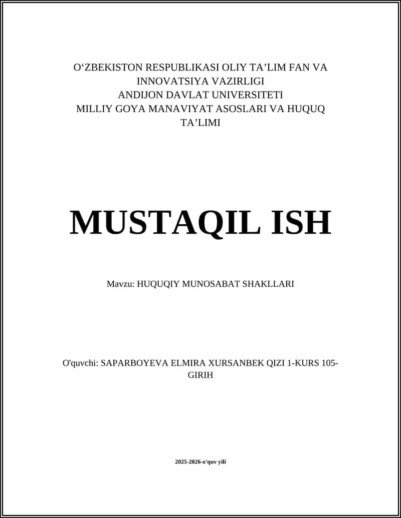 HUQUQIY MUNOSABAT SHAKLLARI 1
