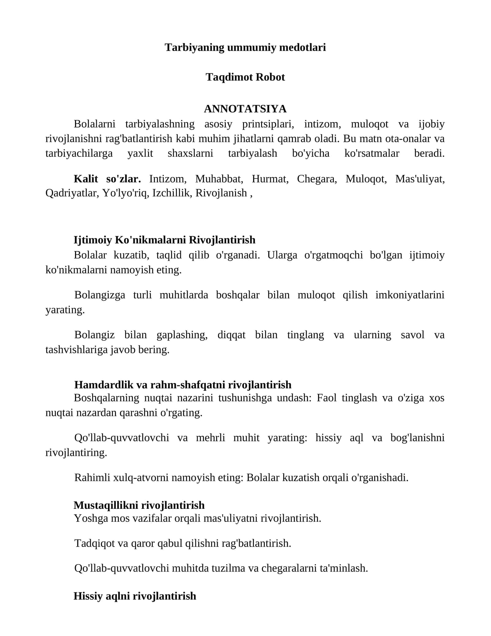 Tarbiyaning umumiy metodlari 1