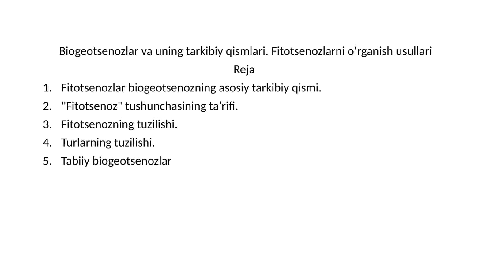 Fitotsenozlar va Biogeotsenozlar 1