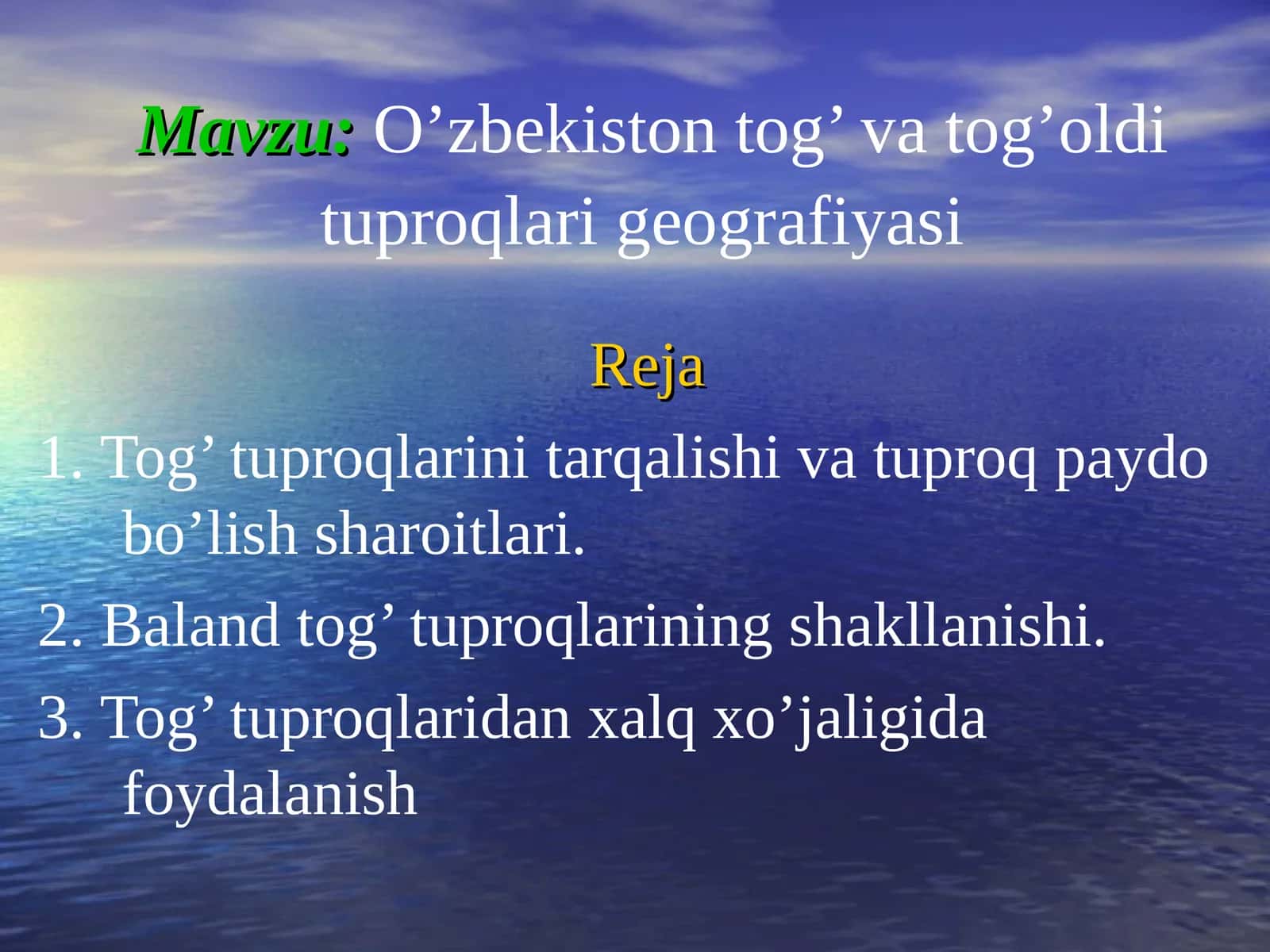 O’zbekiston tog’ va tog’oldi tuproqlari geografiyasi 1