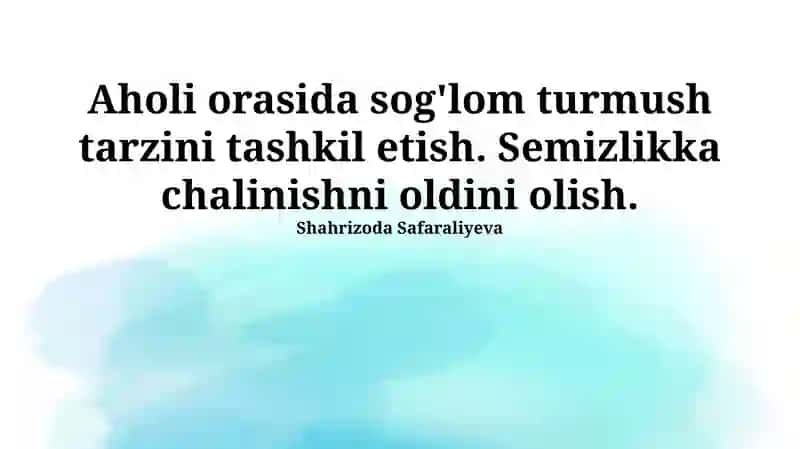 Sog'lom turmush tarzini tashkil etish