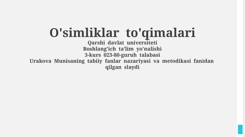 O'simliklar to'qimalari 1
