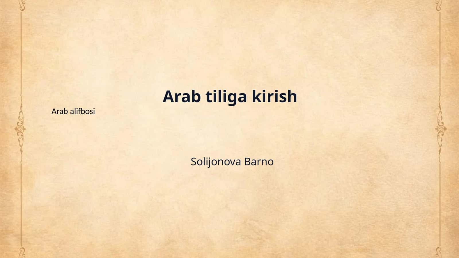 Arab tiliga kirish 1