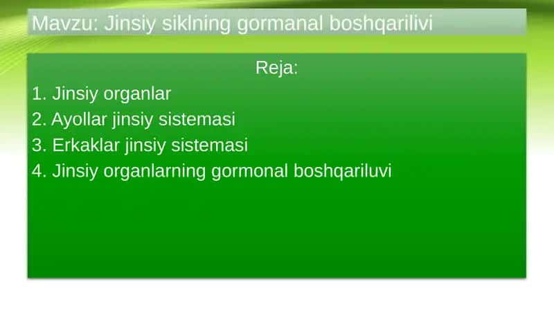 Jinsiy siklning gormanal boshqarilivi 1
