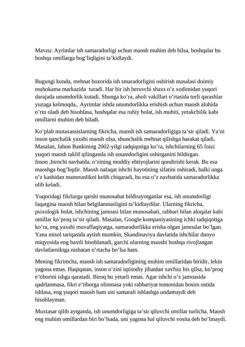 Ayrimlar ish samaradorligi uchun maosh 1