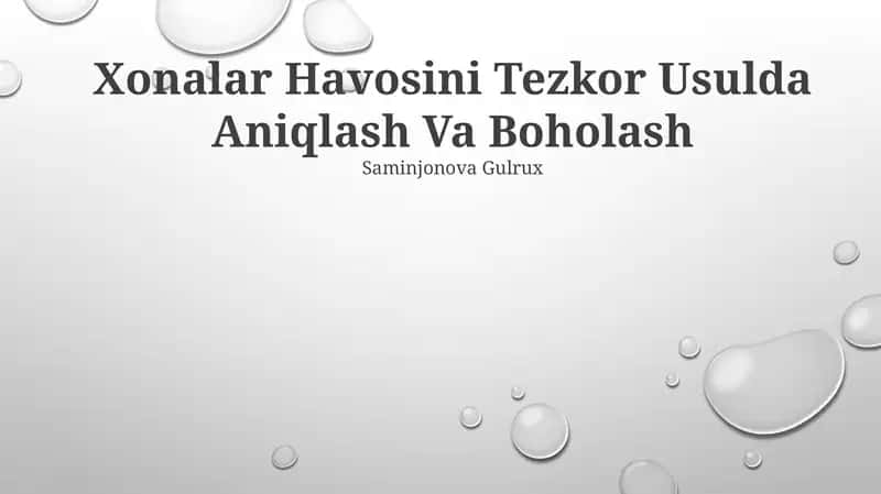 Xonalar Havosini Tezkor Usulda Aniqlash Va Boholash 1
