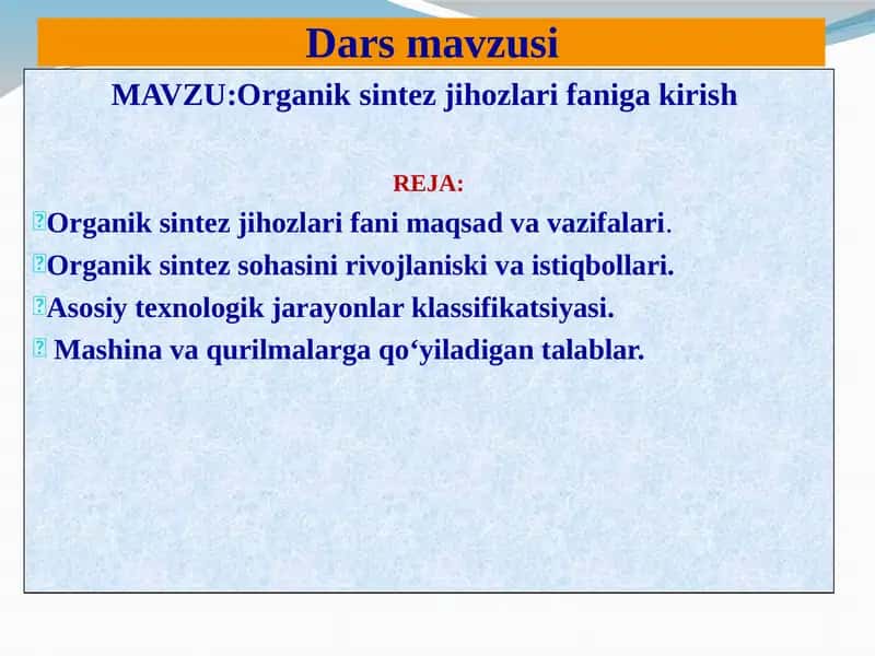 Organik sintez jihozlari 1