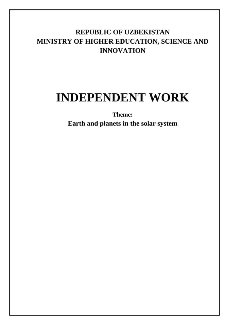 Earth and planets in the solar system 1