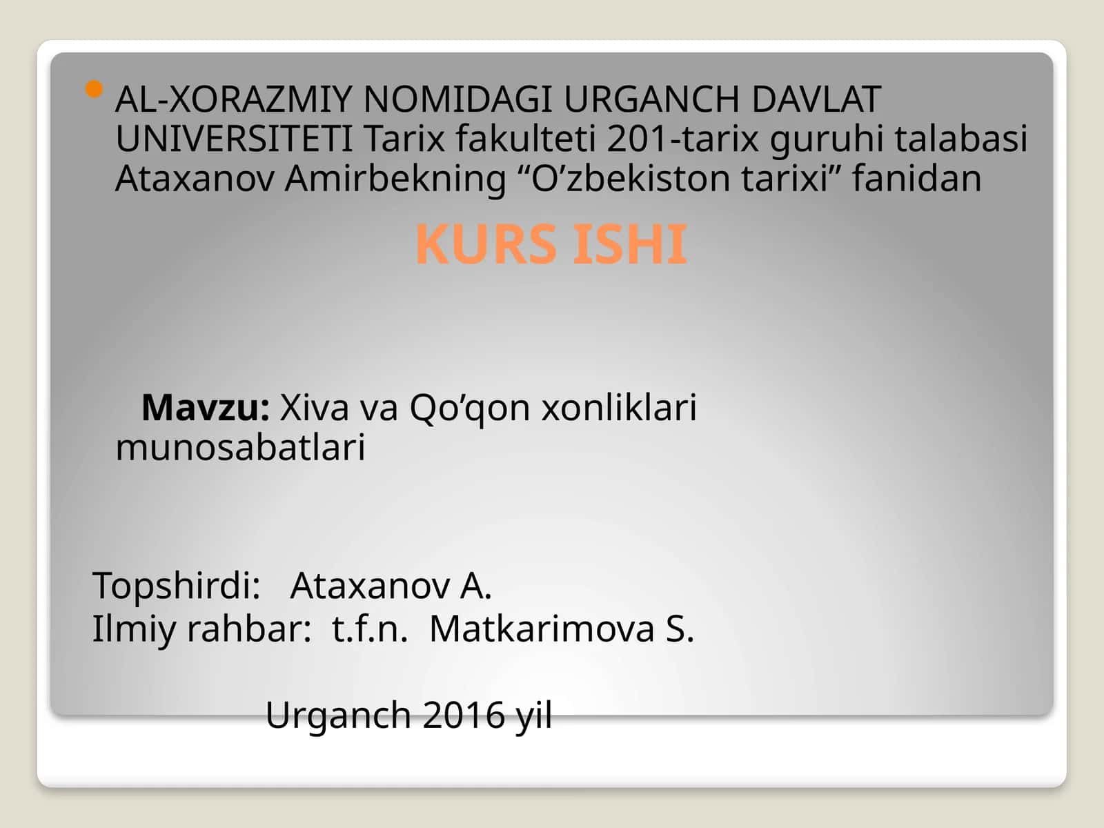 Xiva va Qo’qon xonliklari munosabatlari 1