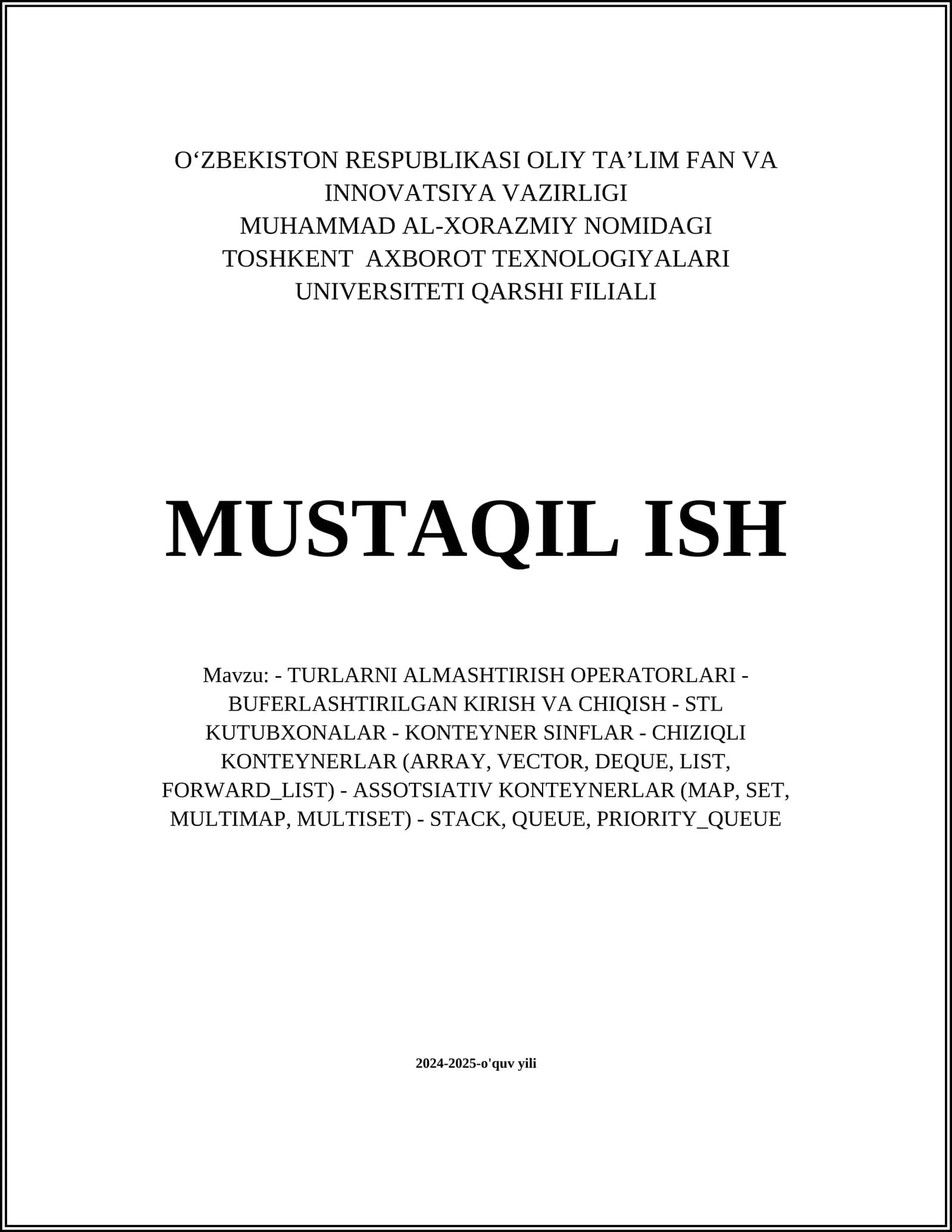 TURLARNI ALMASHTIRISH OPERATORLARI - BUFERLASHTIRILGAN 1