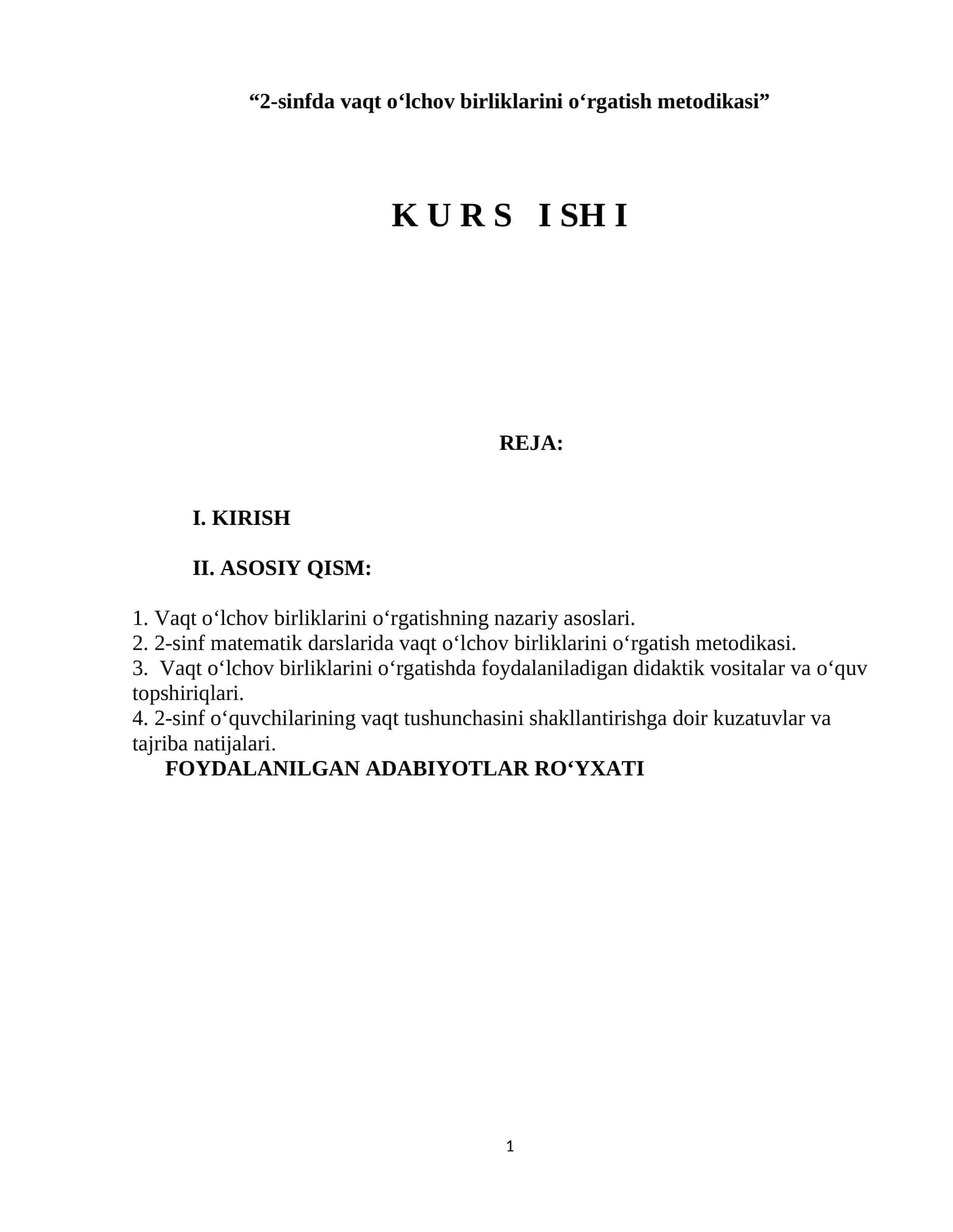 2-sinfda vaqt o‘lchov birliklarini o‘rgatish metodikasi 1