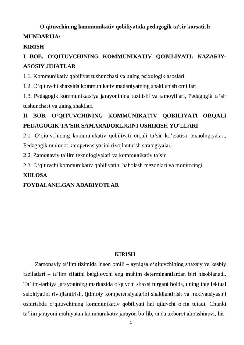 O'qituvchining kommunikativ qobiliyatida pedagogik ta'sir korsatish 1