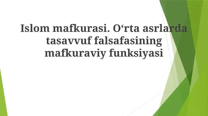 Islom mafkurasi 1