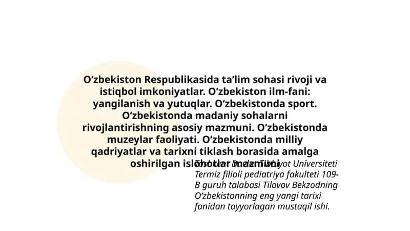 Oʻzbekiston Respublikasida taʼlim sohasi rivoji va istiqbol imkoniyatlar 1