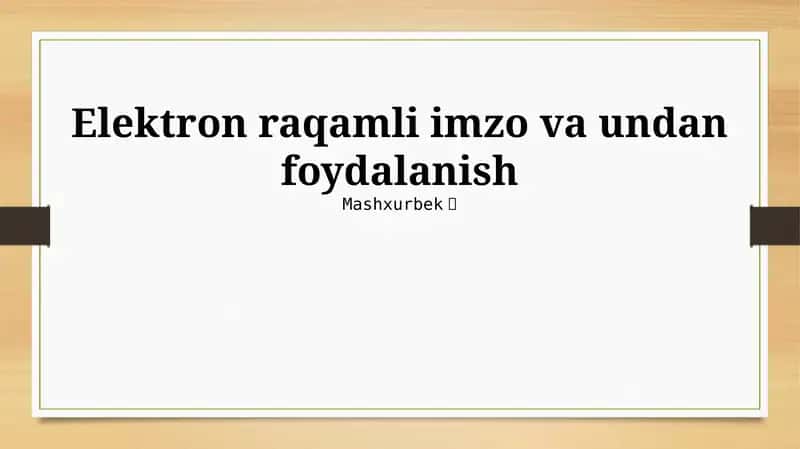 Elektron Raqamli Imzo 1