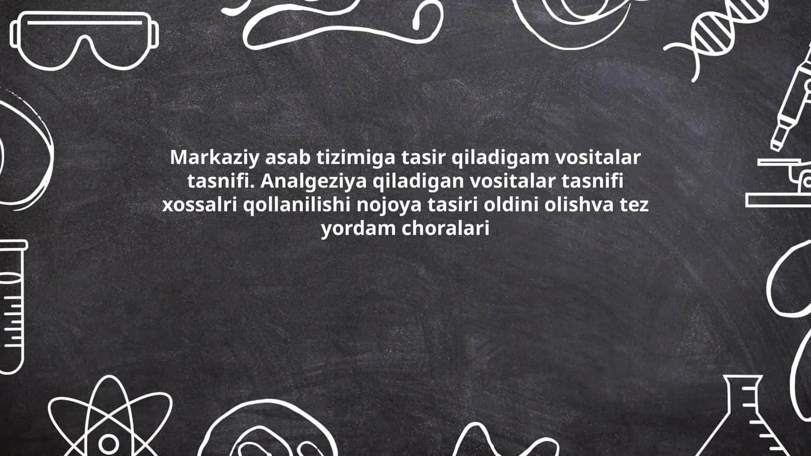 Analgeziya va Anesteziyaga oid vositalar 1