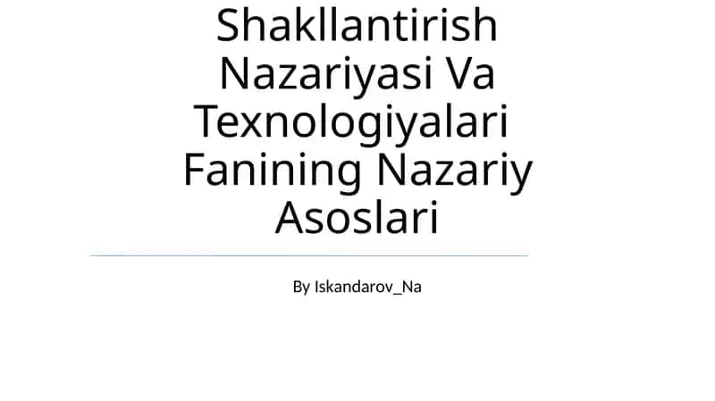 Matematik Tasavvurlarni Shakllantirish Nazariyasi Va Texnologiyalari Fanining Nazariy Asoslari 1