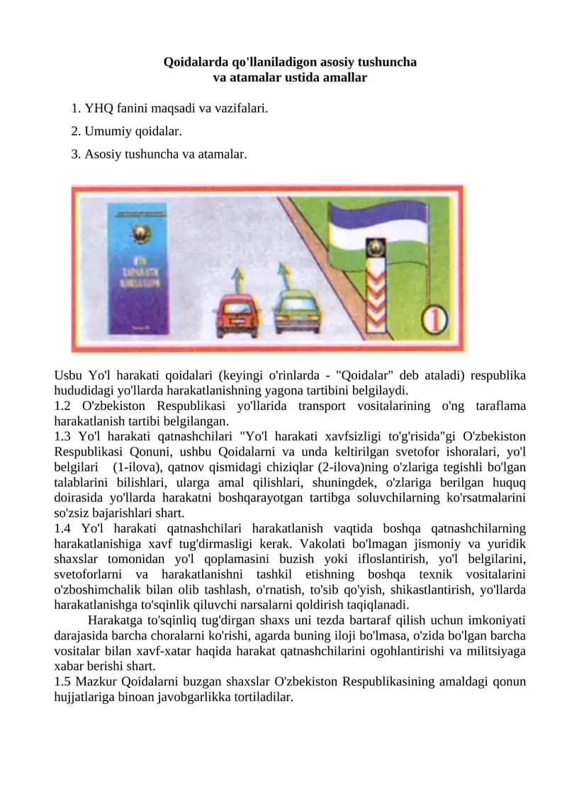 Yo'l harakati qoidalari 1
