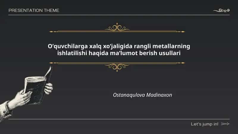 Oʻquvchilarga xalq xoʻjaligida rangli metallarning ishlatilishi haqida maʼlumot berish usullari 1