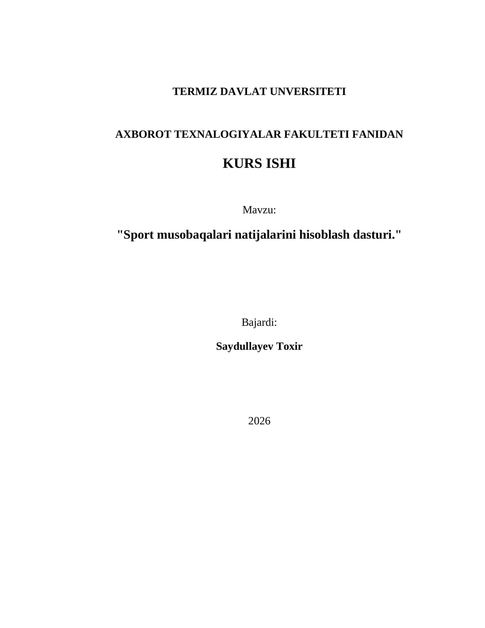 Sport musobaqalari natijalarini hisoblash dasturi 1
