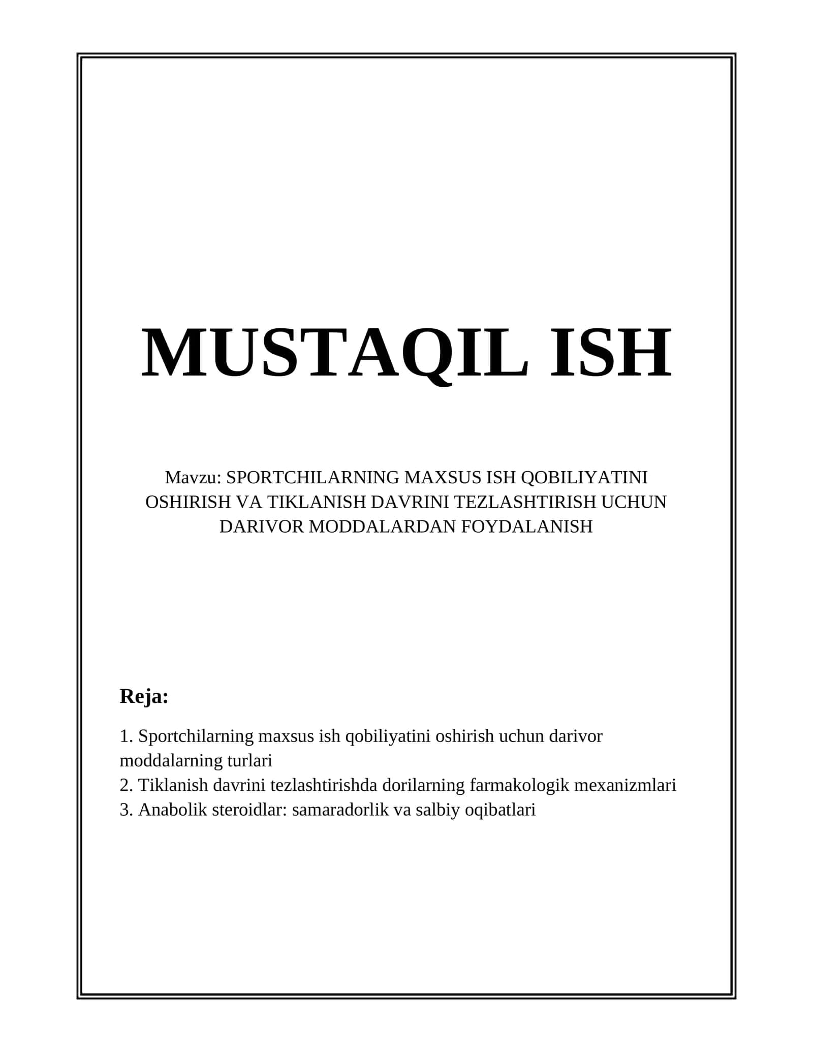 SPORTCHILARNING MAXSUS ISH QOBILIYATINI OSHIRISH 1