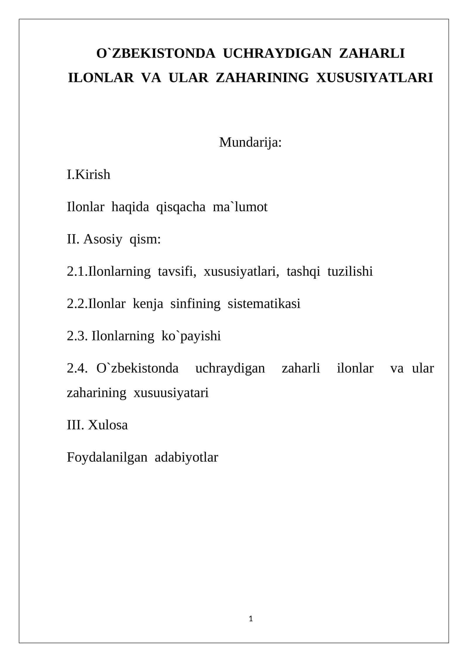 Zaharli Ilonlar va Ularning Xususiyatlari 1