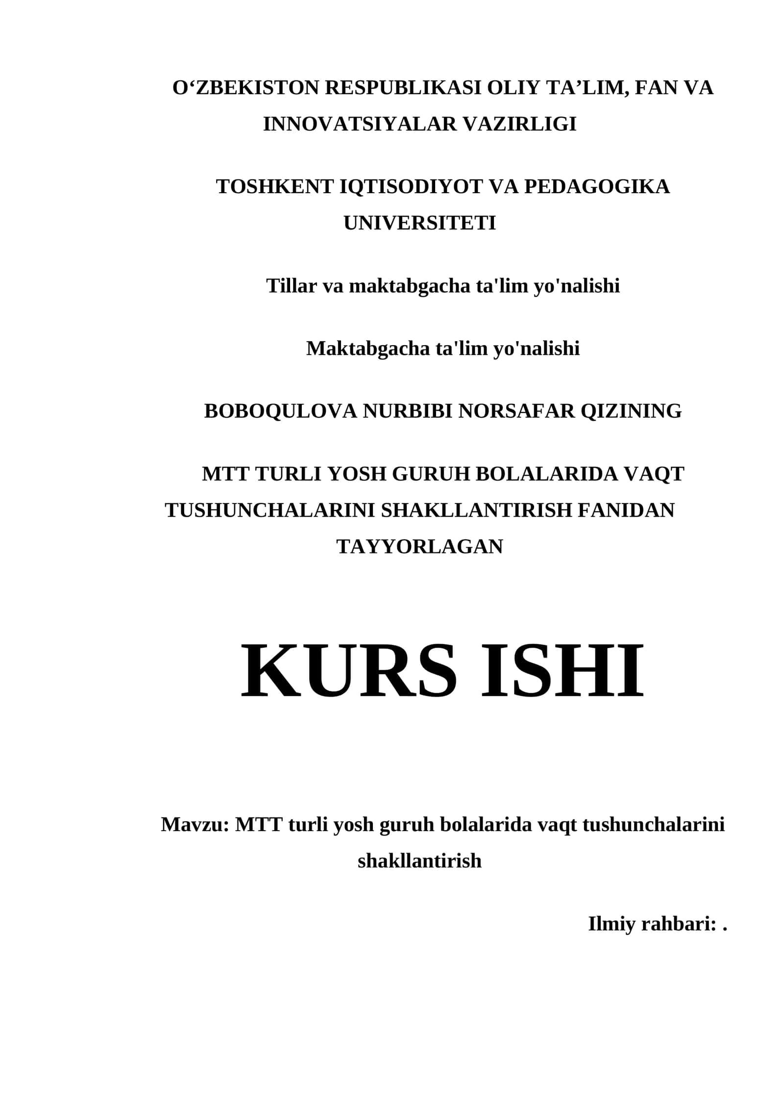 MTT turli yosh guruh bolalarida vaqt tushunchalarini shakllantirish 1