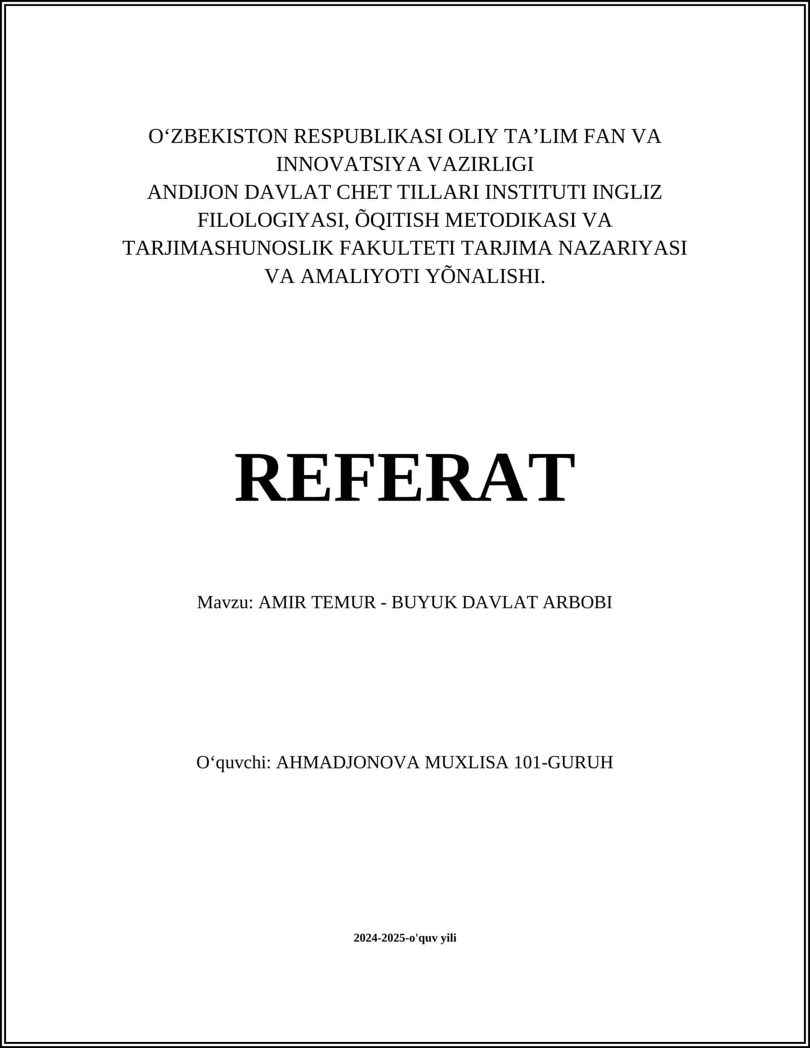 AMIR TEMUR - BUYUK DAVLAT ARBOBI 1