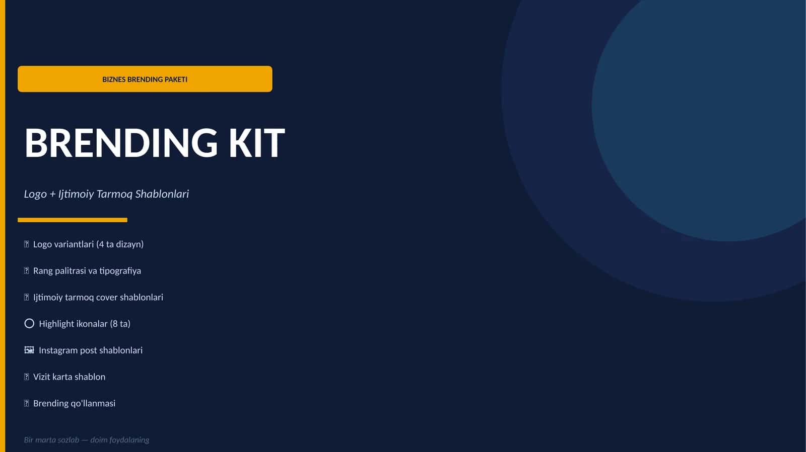 Brending Kit — Logo va Ijtimoiy Tarmoq Paketi (PPTX) 1