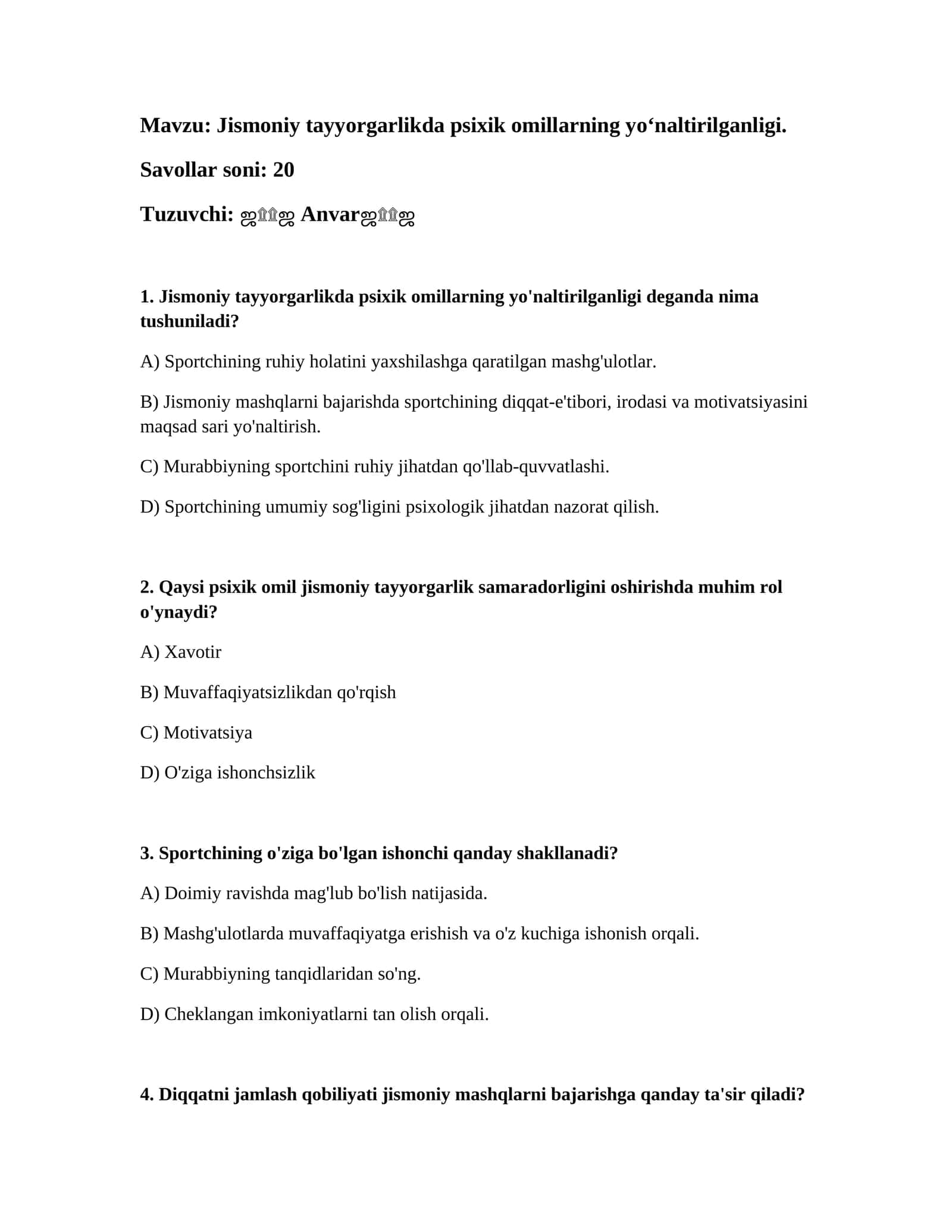 Jismoniy tayyorgarlikda psixik omillarning yoʻnaltirilganligi 1