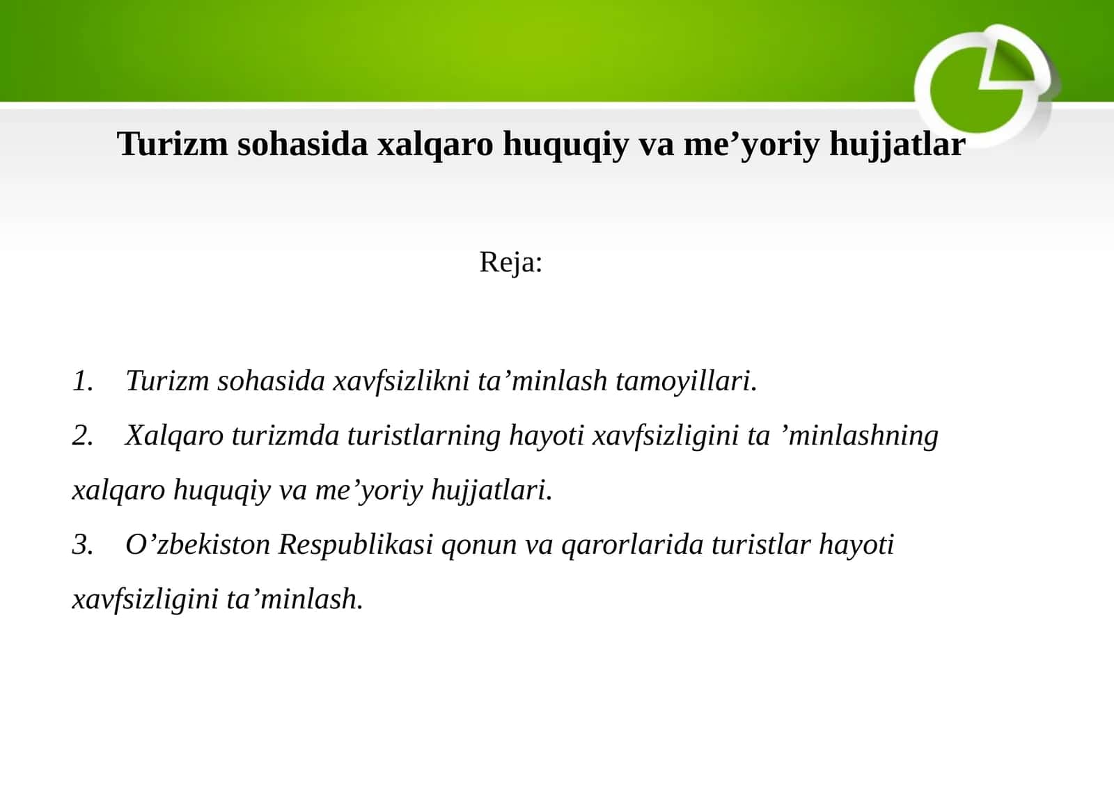 Turizm sohasida xavfsizlikni ta’minlash tamoyillari 1