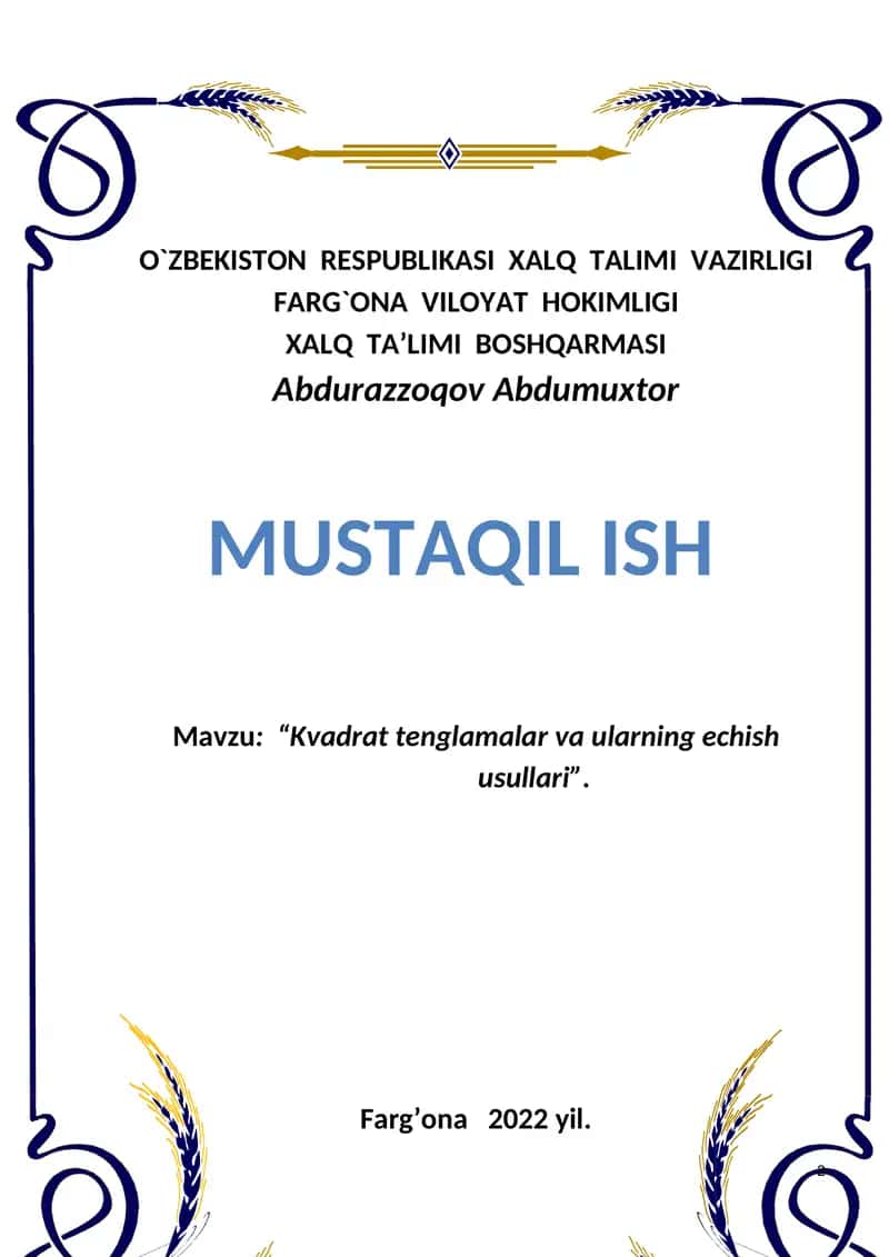 Mustaqil ish yuzi 1