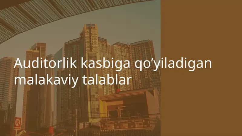 Auditorlik kasbiga qo’yiladigan malakaviy talablar 1