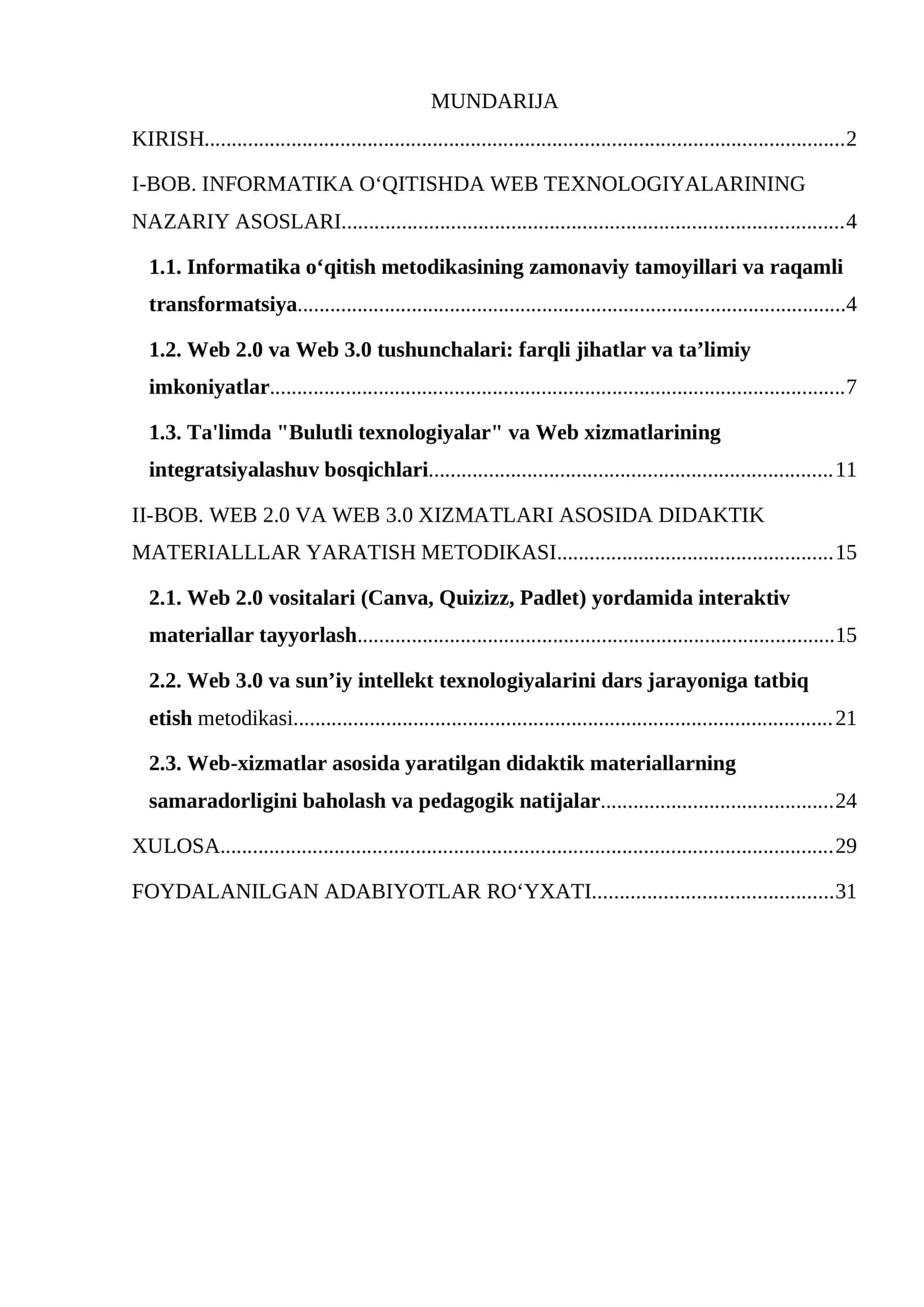Web 2.0 va Web 3.0 xizmatlari asosida didaktik materiallar yaratish metodikasi. 1