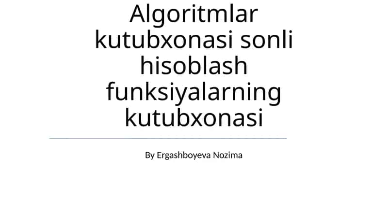 Algoritmlar kutubxonasi 1