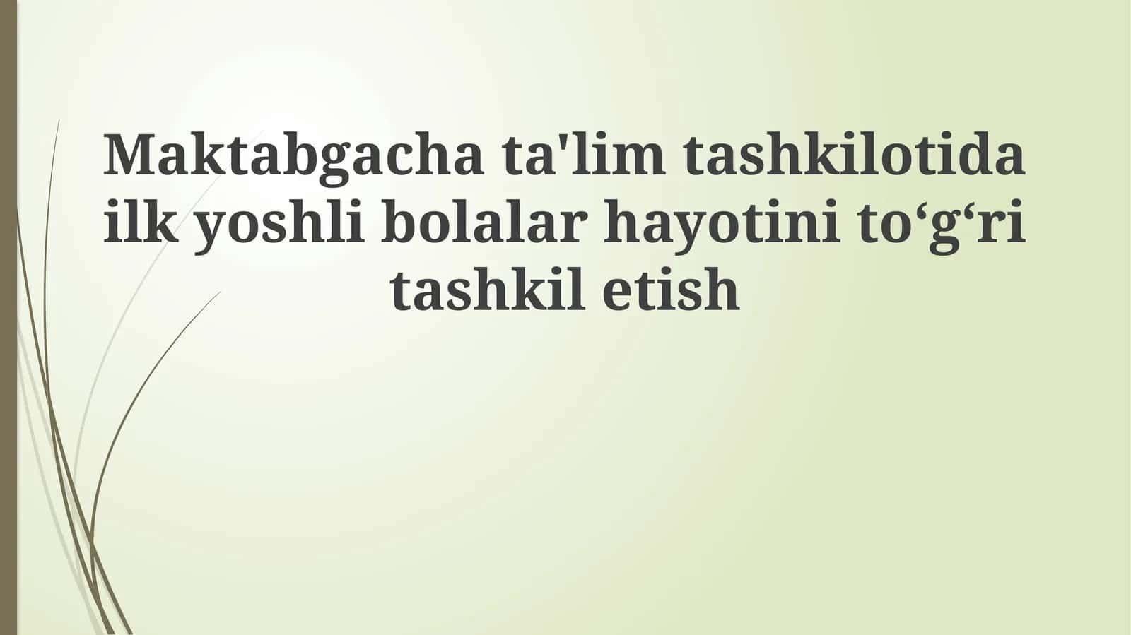 Maktabgacha ta'lim tashkilotida yosh bolalarning hayotini to'g'ri tashkil etish 1