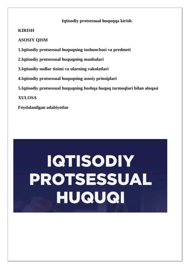 Iqtisodiy protsessual huquqqa kirish 1